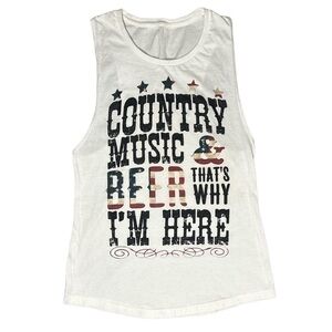FLOWY white country music & beer tank top